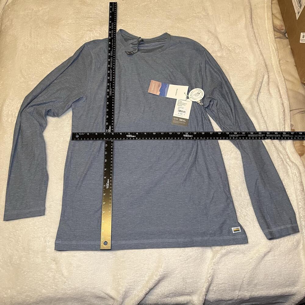 Vuori Men's Strato Tech Tee Chambray Heather Soft Long Sleeve Workout Shirt L